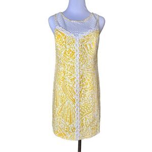 Lilly Pulitzer MacFarlane Sunglow Yellow Sea Cups Pigment sz 6 Shift Dress $198